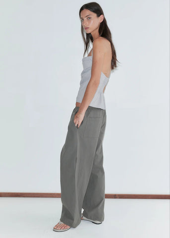 Hem Toggle Pant in Moss Stripe - Deiji Studios