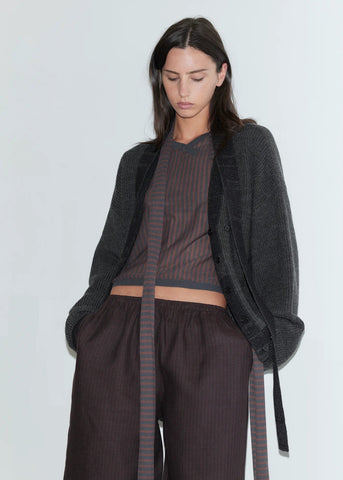 Ease Trouser in Brown Black Stripe - Deiji Studios