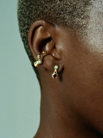 Gold Chamelle Gem Stud Earring - Faris