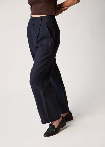 Ana Crop Trouser in Navy - First Rite