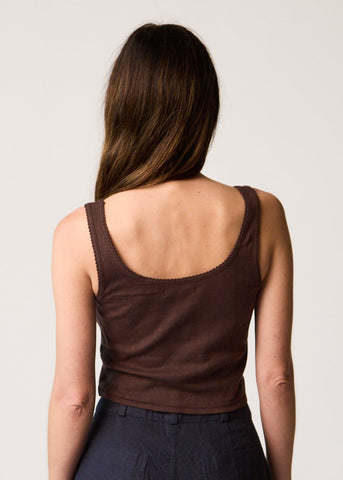 Pointelle Crop Tank in Walnut - First Rite