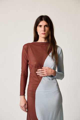 Swirl Dress in Blue/Brown - Nin Studio